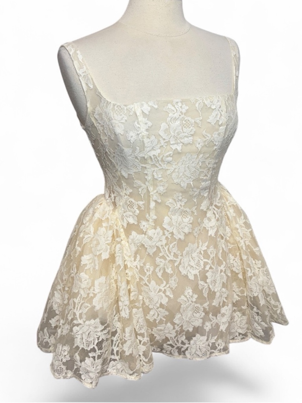 NWT MISS ROSIER Boutique Euphemia Cream White Floral Lace Mini Dress - Picture 7 of 14